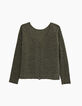 Cardigan fantaisie réversible fil poilu kaki femme-1