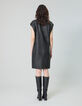 Pure Edition-Robe noire cuir sans manches Femme-4