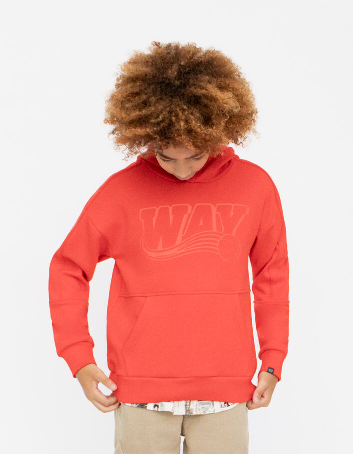 Sudadera roja maxi logo goma niño-2