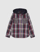 Camisa roja mix cuadros capucha extraíble niño-1