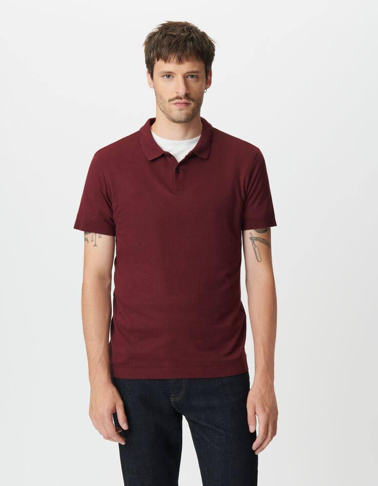 Polo bordeaux coton modal manches courtes Homme-2