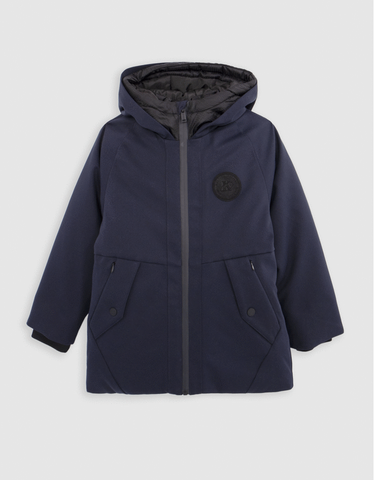 Parka 2-en-1 marine doudoune motif jacquard garçon-1