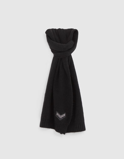 Echarpe noire tricot d&eacute;cor chevron brod&eacute; Femme - IKKS
