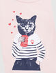 Camiseta rosa algodón gato marinera niña-6