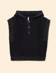 Pull &agrave; capuche noir tricot sans manches I.Code-6