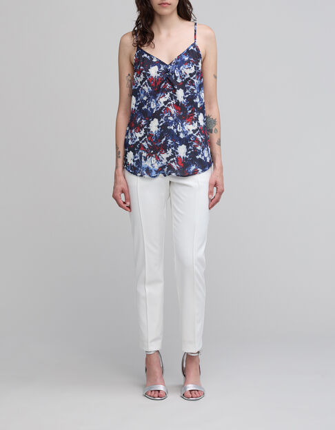 Tee-shirt femme imprim&eacute; fleurs batik marine recycl&eacute; - IKKS