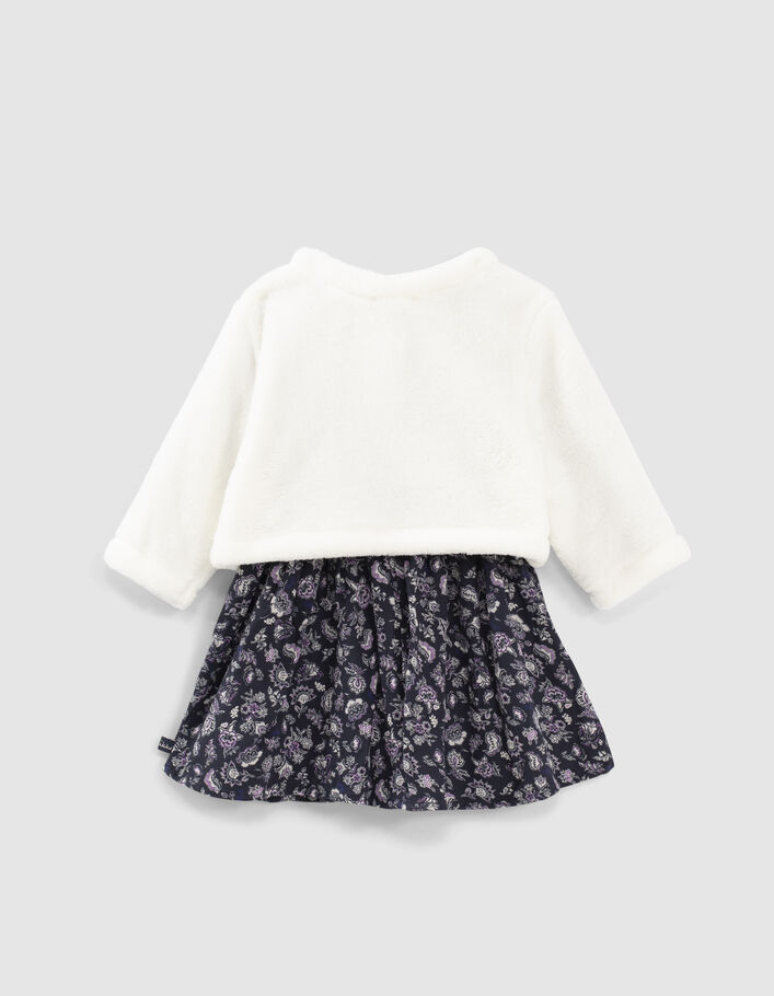 Vestido navy 2 en 1 sudadera cárdigan bebé niña-3