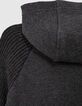 Gem&ecirc;leerd antracietgrijs vest tricot mouwen jongens-6
