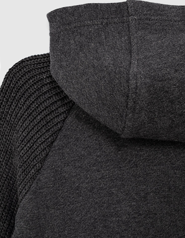 Gem&ecirc;leerd antracietgrijs vest tricot mouwen jongens-6
