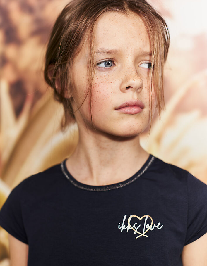 Marineblaues T-Shirt mit Mesh-Rücken für Mädchen - IKKS
