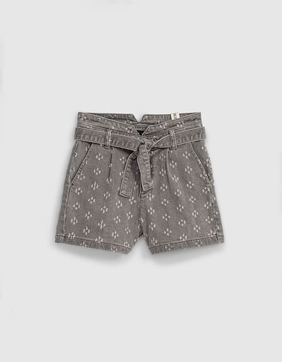Light grey jeansshort bio slijtplekken meisjes - IKKS