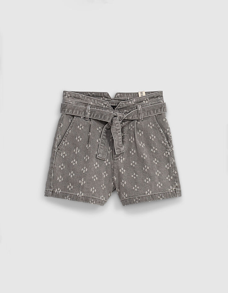 Light grey jeansshort bio slijtplekken meisjes-1