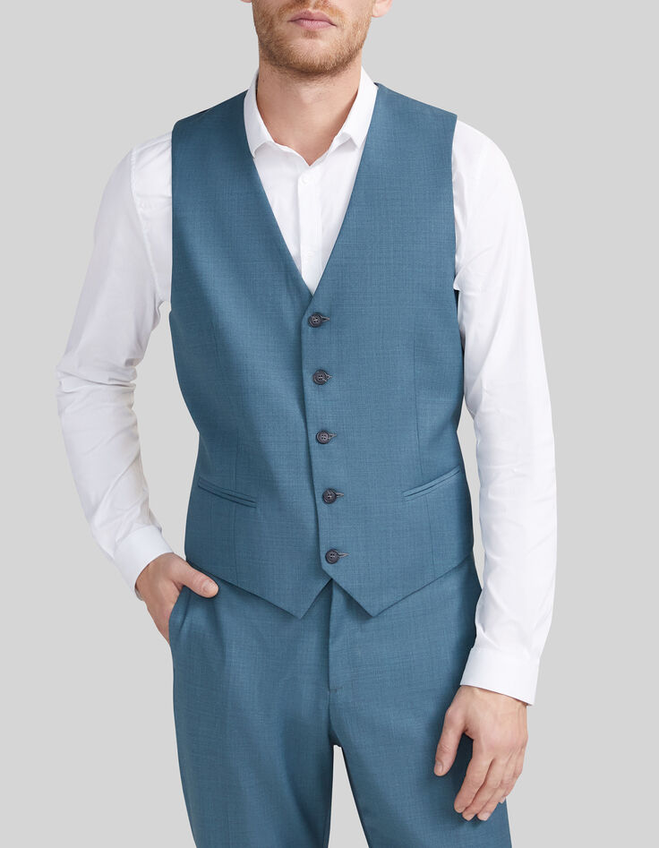 Gilet de costume vert bleuté Homme-1