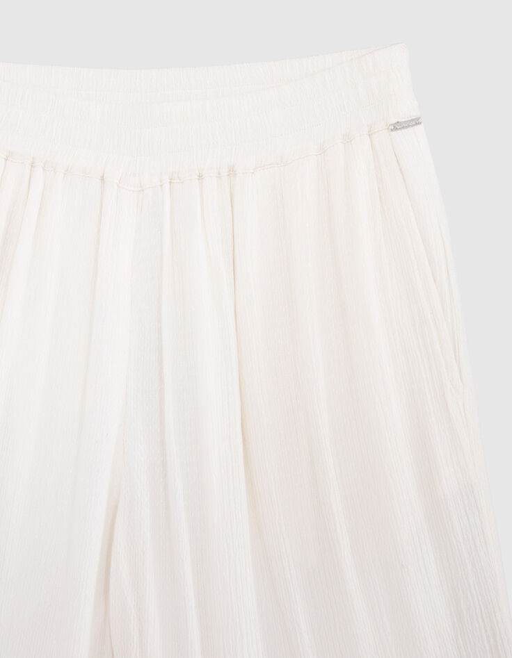 Cremewei&szlig;e, weite M&auml;dchenhose aus LENZING&trade; ECOVERO&trade;-2