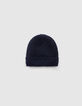 Bonnet marine tricot badge bouclette garçon-3