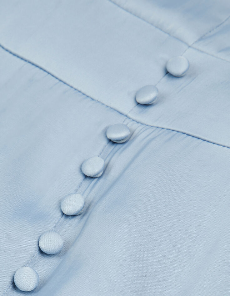 Robe longue sans manches bleu ciel satin&eacute;e Femme-8