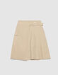 Beige plooirok wikkelmodel Dames-6