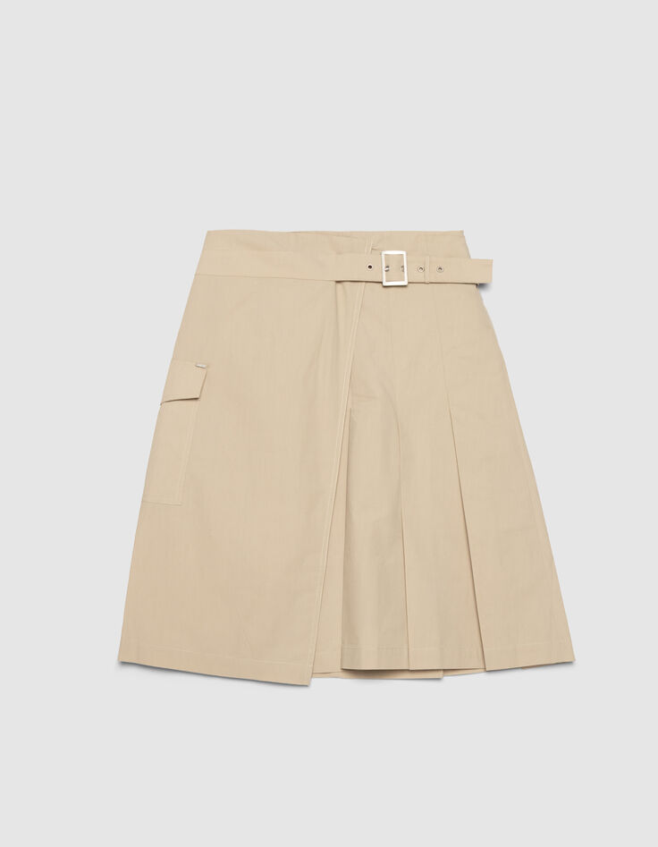 Beige plooirok wikkelmodel Dames-6