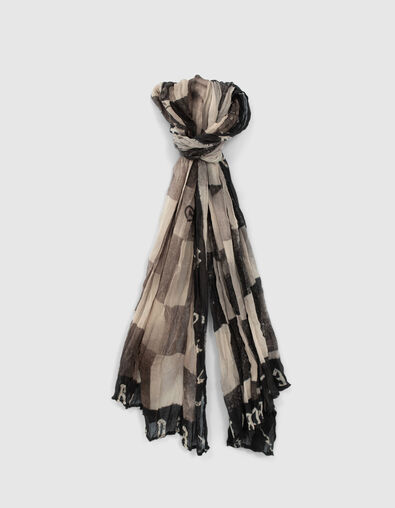 Men’s black scarf with arty rock checkerboard motif - IKKS