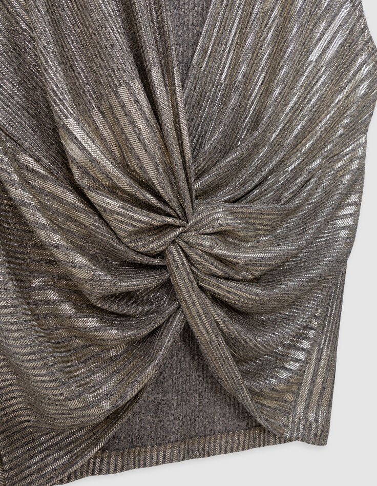 D&eacute;bardeur dor&eacute; maille m&eacute;tallis&eacute;e noeud dos Femme-5