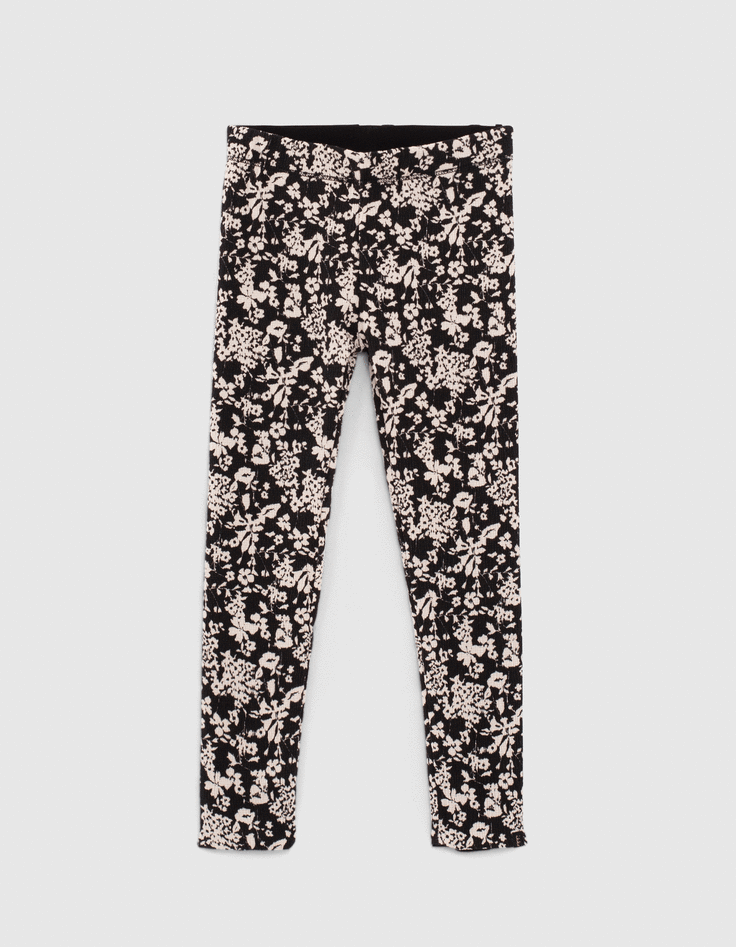 Girls black and graphic print reversible leggings IKKS