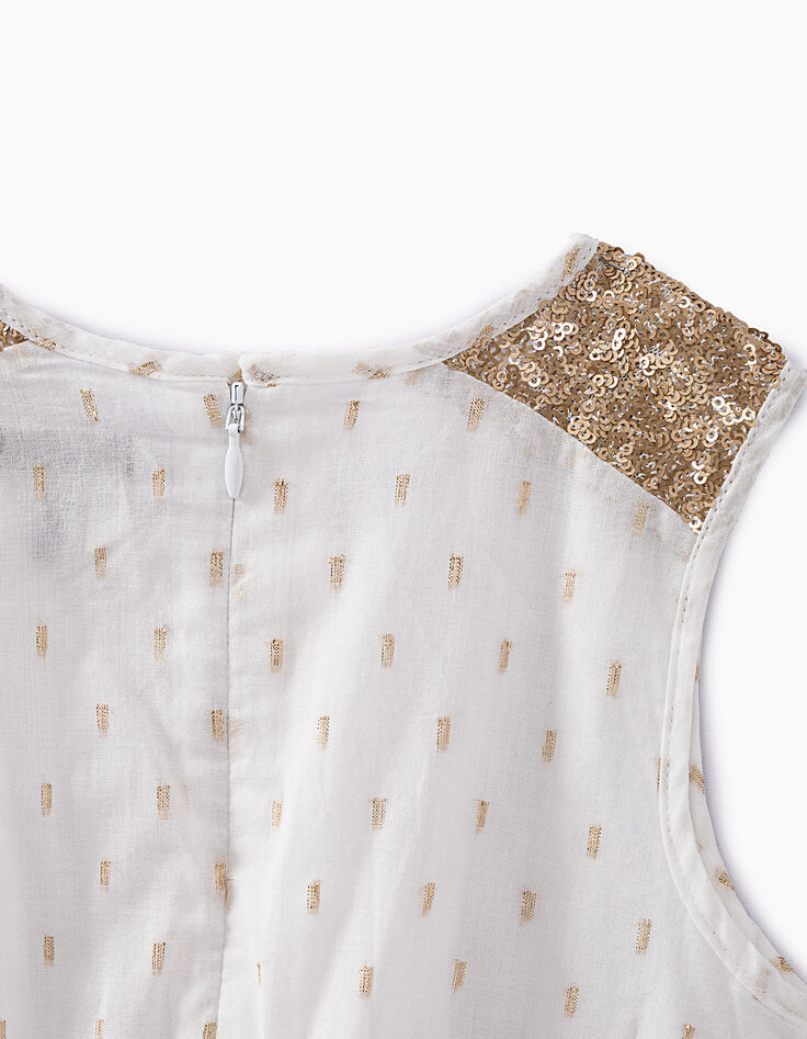 Girls’ off-white foil and gold sequins dress-4