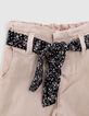 Vaquero rosa empolvado con cinturón fular bebé niña-4