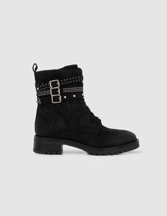 boots cuir cloutées femme