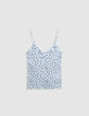 Top caraco fines bretelles bleu motif pois Femme-7