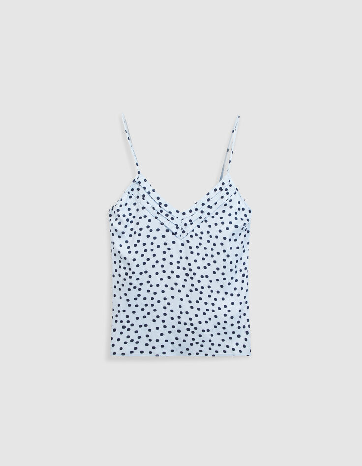 Top caraco fines bretelles bleu motif pois Femme-7