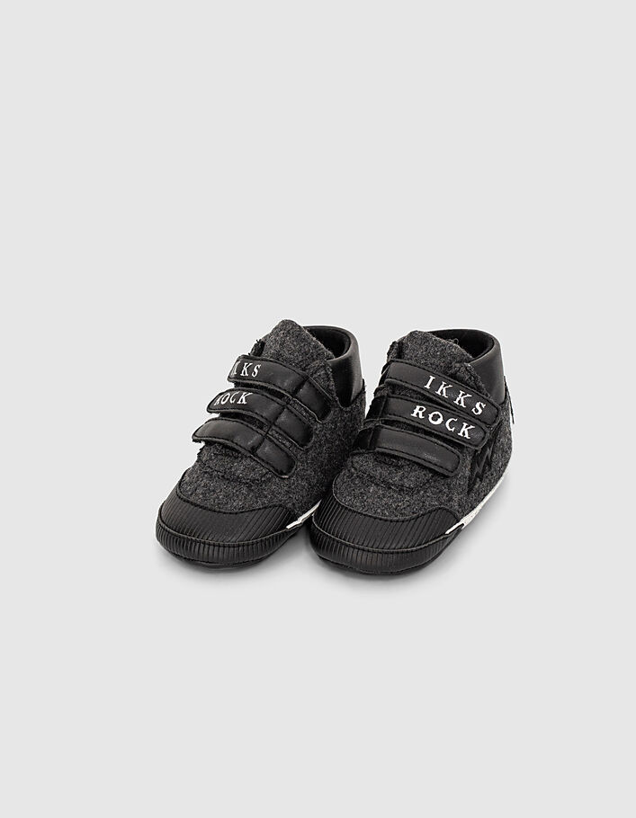 Baby boys’ charcoal grey marl Velcro trainers  - IKKS