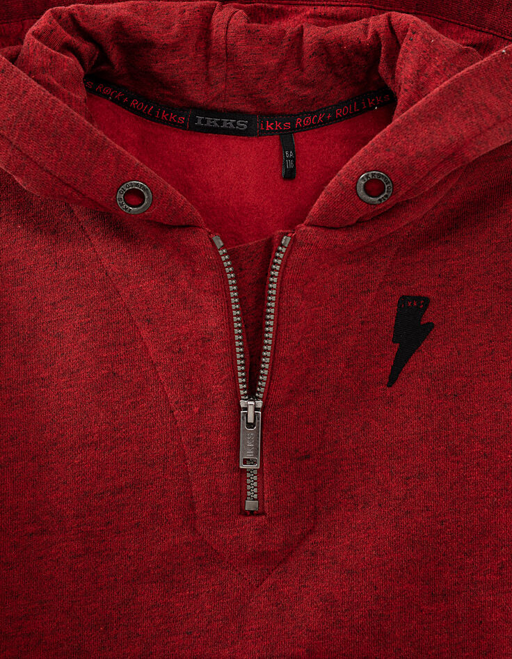 Sweat rouge moyen avec guitare pied-de-poule dos garçon -4