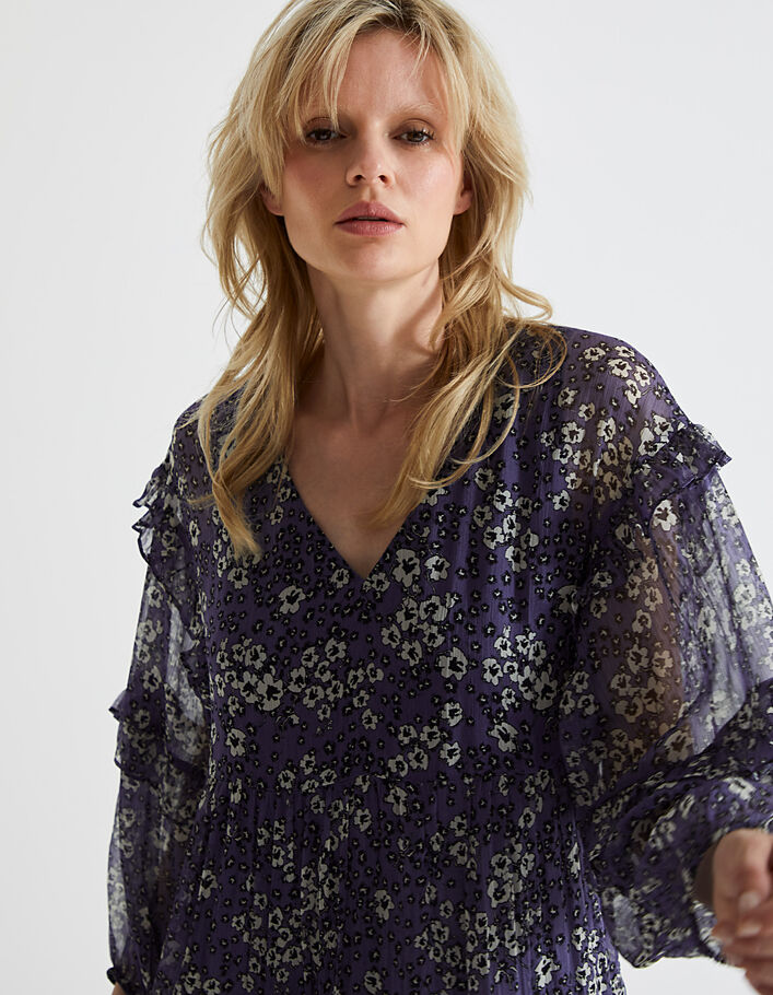 Robe babydoll en voile créponné imprimé floral