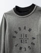 Sudadera reversible negro y granito jaspeado niño -5