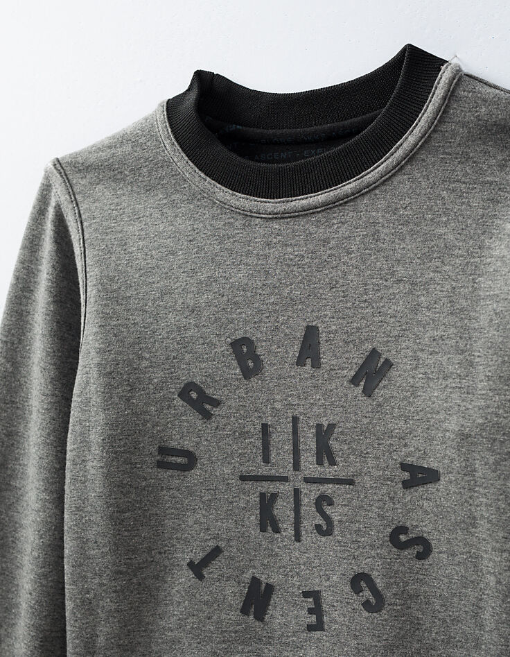 Sudadera reversible negro y granito jaspeado niño -5