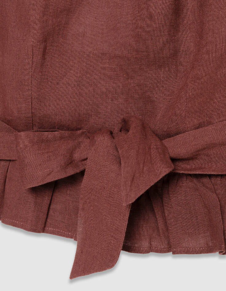 Asymmetrical magnum linen top with basque Women-8