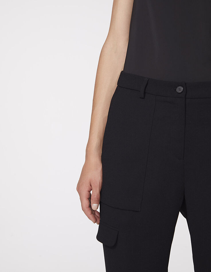 Pantalon crêpe envers satin poches plaquées femme-4