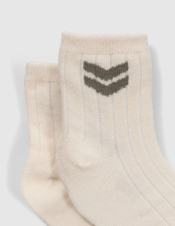 Socken für Babyjungen in Khaki und Beige-3 Socken für Babyjungen in Khaki und Beige-3