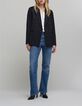 Off-white gekreukt damesoverhemd met metallic bies-6