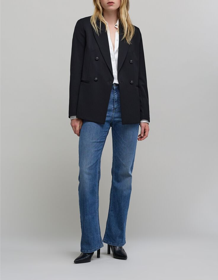 Off-white gekreukt damesoverhemd met metallic bies-6