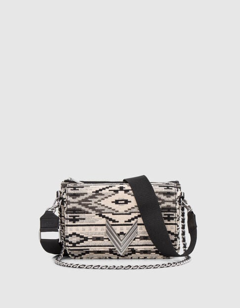 Die 111 LUCEA schwarze Tasche, jacquard ikat für Damen Die 111 LUCEA schwarze Tasche, jacquard ikat für Damen - IKKS