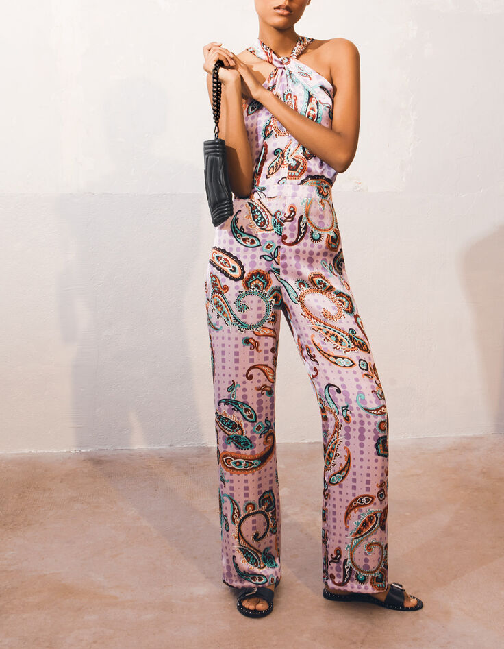 Cremeweißer Recycling-Damenoverall mit Maxi-Paisleyprint-7