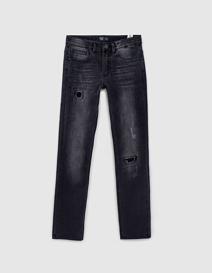 Black used slim jeans herstelde slijtplekken jongens  - IKKS