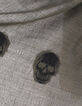 Women’s khaki and black skull motif wool/cotton scarf-3