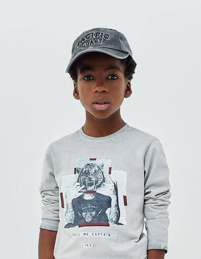 Gem&ecirc;leerd middengrijs T-shirt opdruk tijger jongens  - IKKS