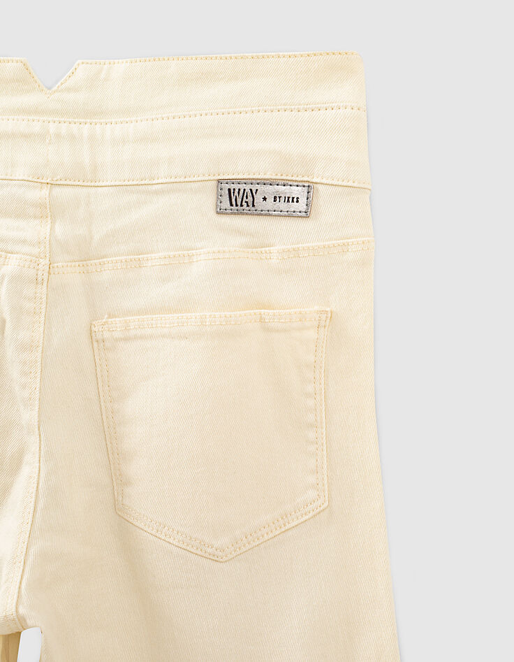 Cremeweiße Mädchenjeans aus Biobaumwolle mit hohem Bund-5 Cremeweiße Mädchenjeans aus Biobaumwolle mit hohem Bund-5