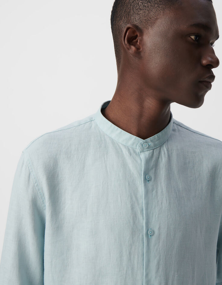 Men's horizon linen REGULAR shirt with Mandarin collar-4