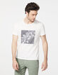 Camiseta blanco roto con bordados palmeras Hombre -2