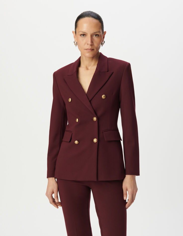 Women’s burgundy Milano knit suit jacket-2