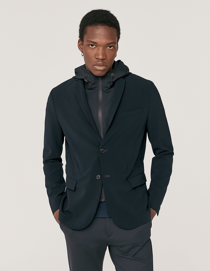 Veste marine à parmenture amovible Homme-1